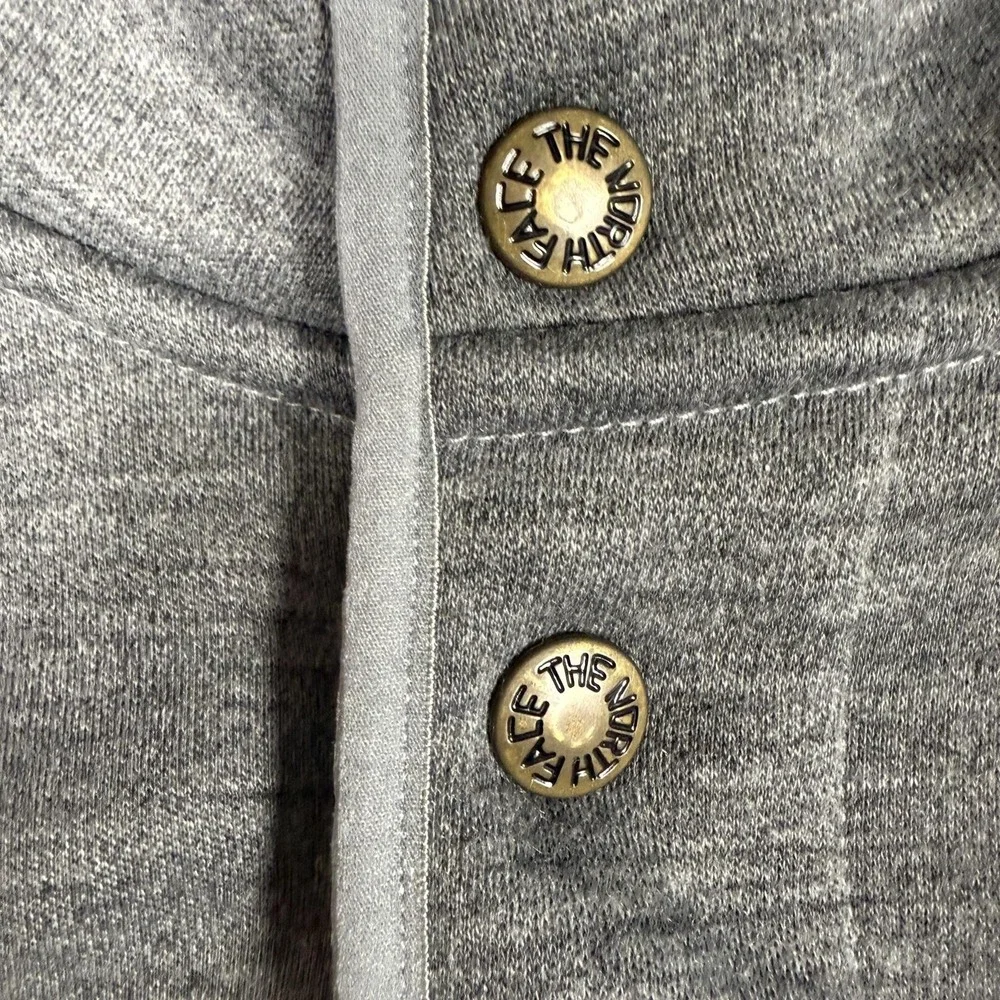 Men's The North Face Grey Fleece Pullover with Snap Button Collar XL EUC